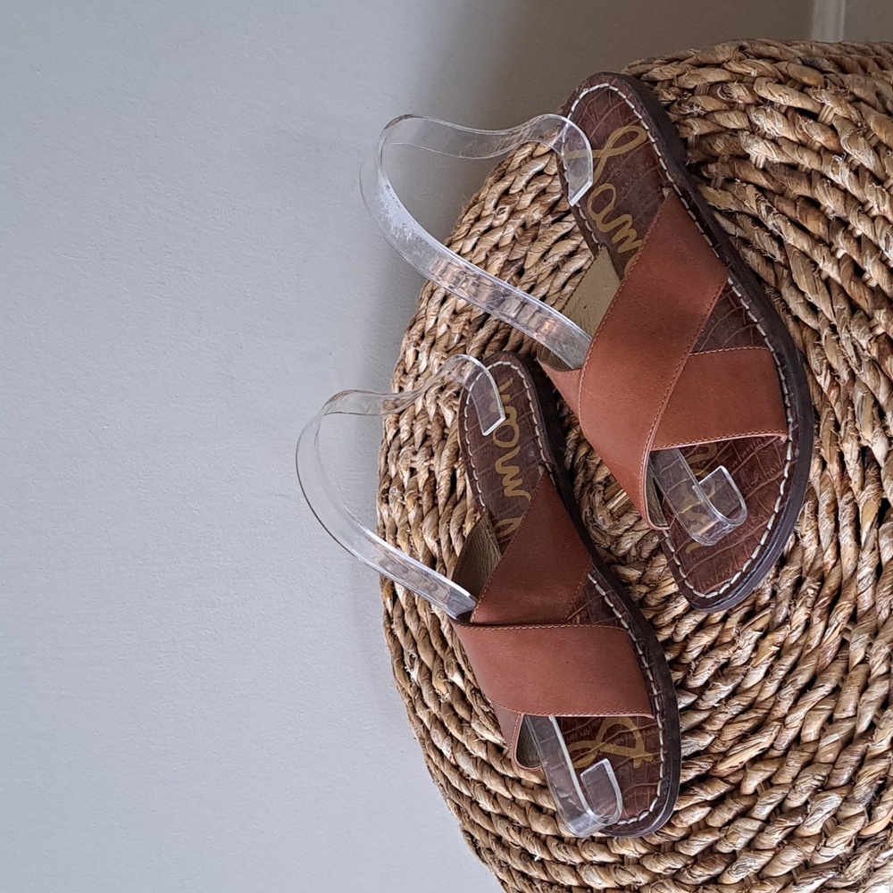 Sam Edelman Womens Gertrude Criss Cross Saddle Brown Leather Sandals 7 - Picture 2 of 9